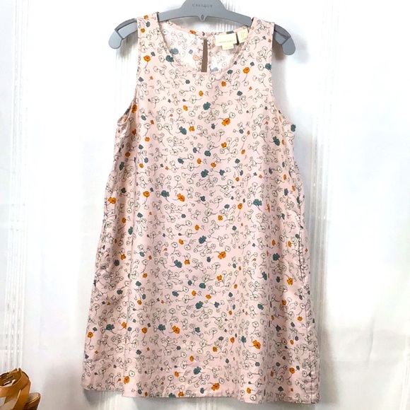 Cynthia Rowley Dresses & Skirts - Cynthia Rowley Linen A-Line Sleeveless Floral Sun Dress with Pockets Sz.M